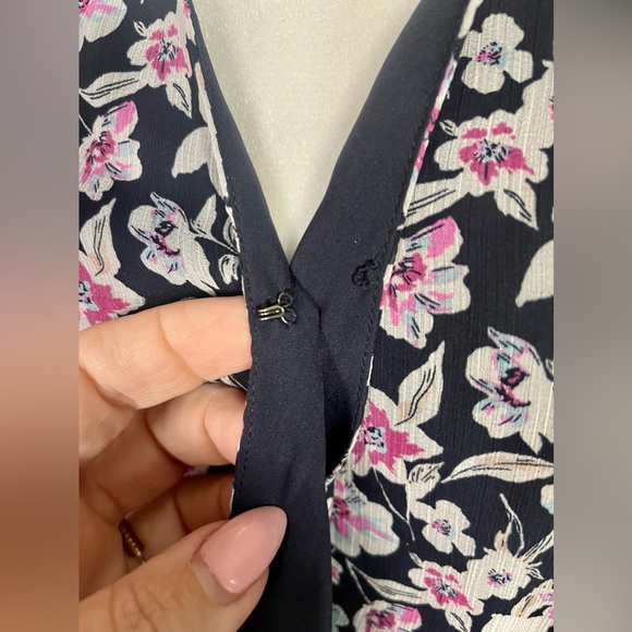 SWEET Banana Republic Navy Floral Wrap Dress Sz 4 - Picture 12 of 15